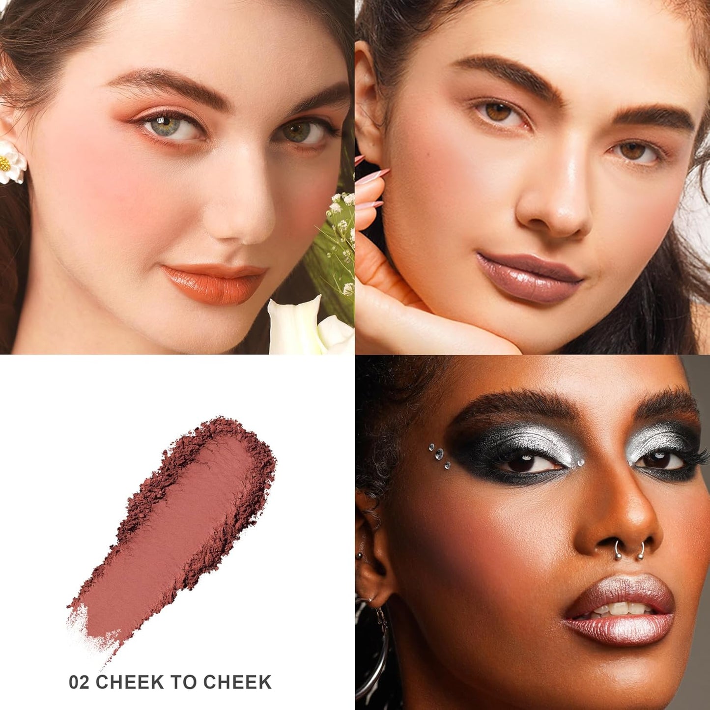 Oulac Plummy Brown Blush Makeup Powder| Rich Color Cream Blush Blendable| Natural Matte Tan Skin| Vegan &Cruelty-Free | 02 Cheek to Cheek 4.8g