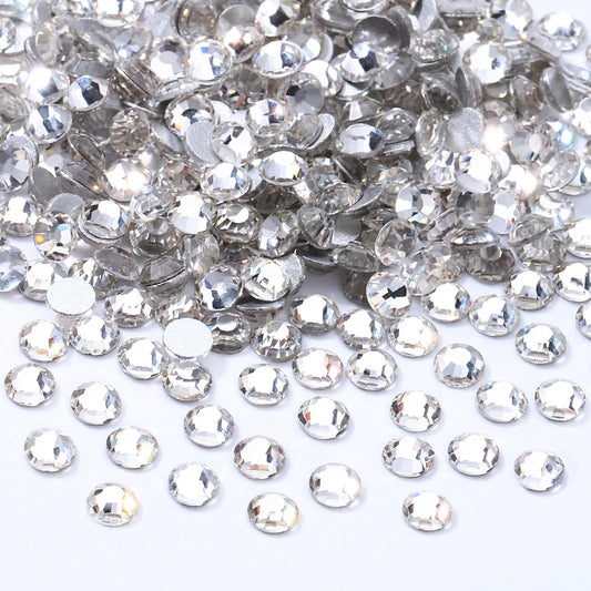 Crystal Clear Flatback Rhinestones, Glass Rhinestones for Nail Art and Craft, Glue Fix, Loose