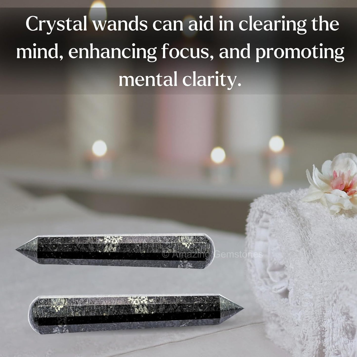 Amazing Gemstone Nuummite Crystal Wand Massage Stick - Pelvic Wand Gua Sha for Adults - Crystals and Healing Stones Massage Wands for Adults Gifts (Pointed)