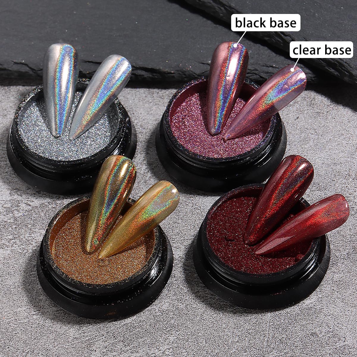 Chameleon Chrome Nail Powder, 10 boxes Pink Purple Aurora Chrome Powder, Gold Silver Holographic Nail Powder, Metallic Mirror Pigment for Nails, Rubbing Dust Manicure Glitter Set