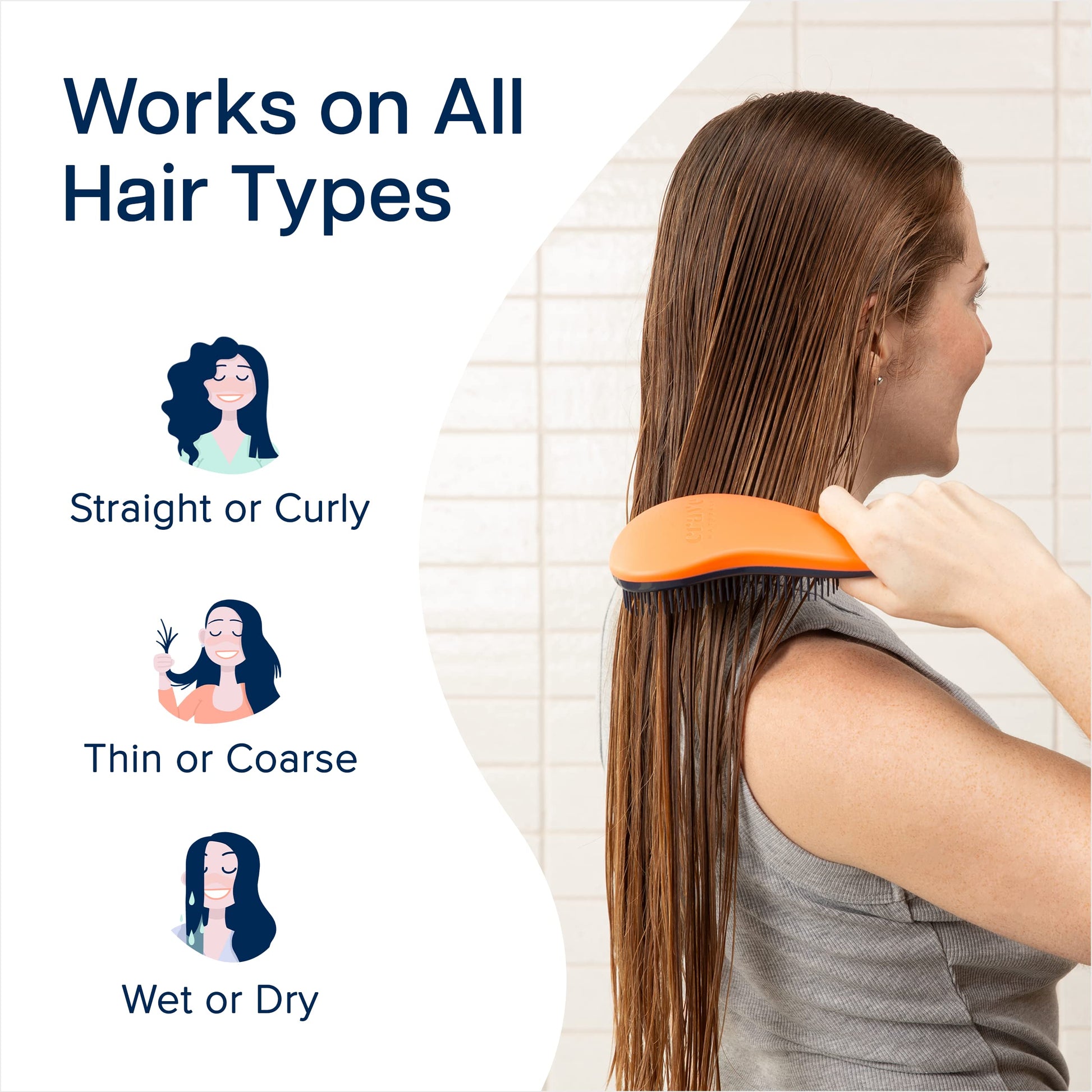 Crave Naturals Glide Thru Hair Brush - Detangler Brush for Curly, Straight, Wet or Dry Hair