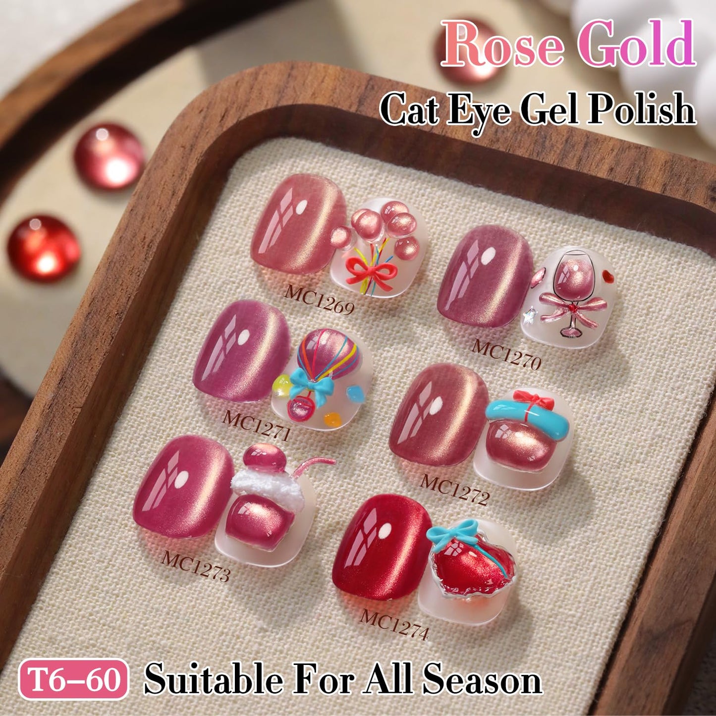 Double Rhythm 0.5 OZ Cat Eye Gel Polish with Magnet 15ML Holographic Glitter Shimmer Translucent Jelly Color Magnetic Nail Polish Salon DIY at Home (Dreamy Rose Purple-MC1273)