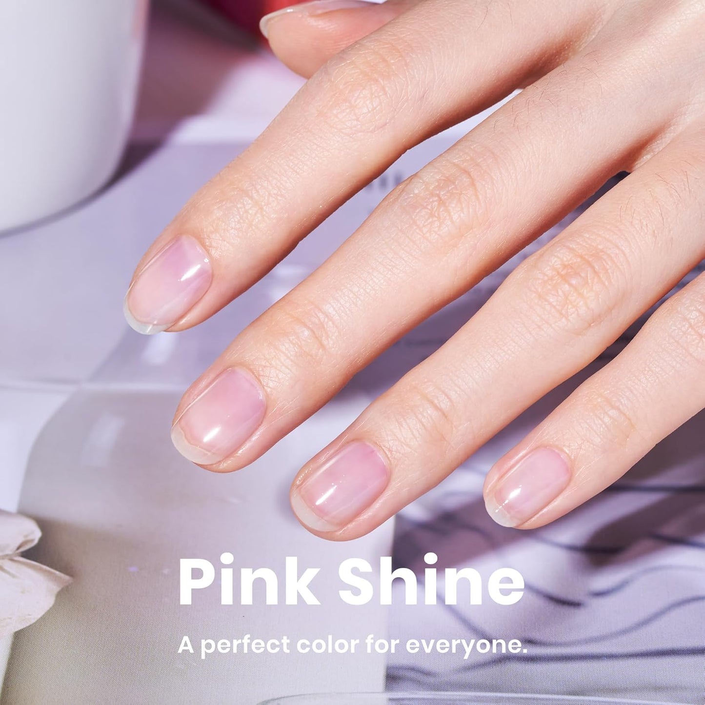 Beetles Nail Strengthener - Pink Shine Nail Concealer Air Fast Dry Natural Nail Hardener and Growth Treatment for Thin Damaged Nails Imperfection Masking 15ML Gifts for Women