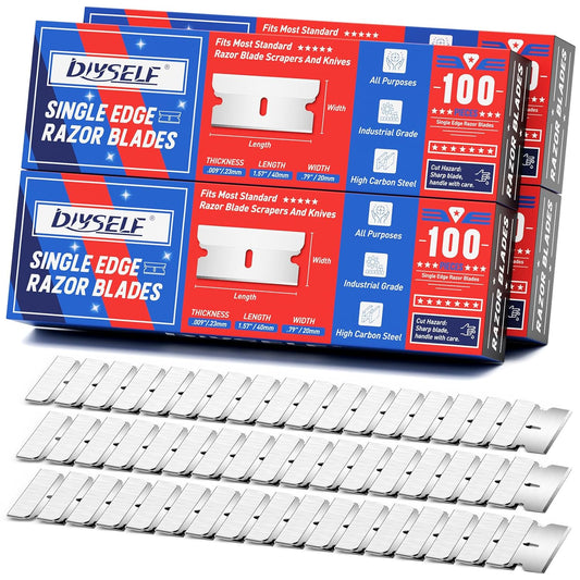 DIYSELF 400PCS Single Edge Razor Blades Heavy Duty, Razor Blades for Scraper, Single Edge Blades