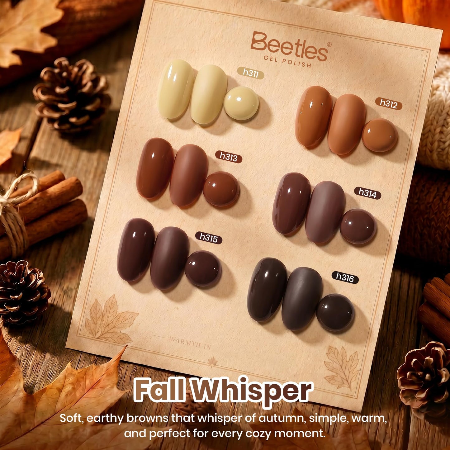 Beetles Brown Gel Polish Set, Fall Whisper Collection, 6 Fall Colors