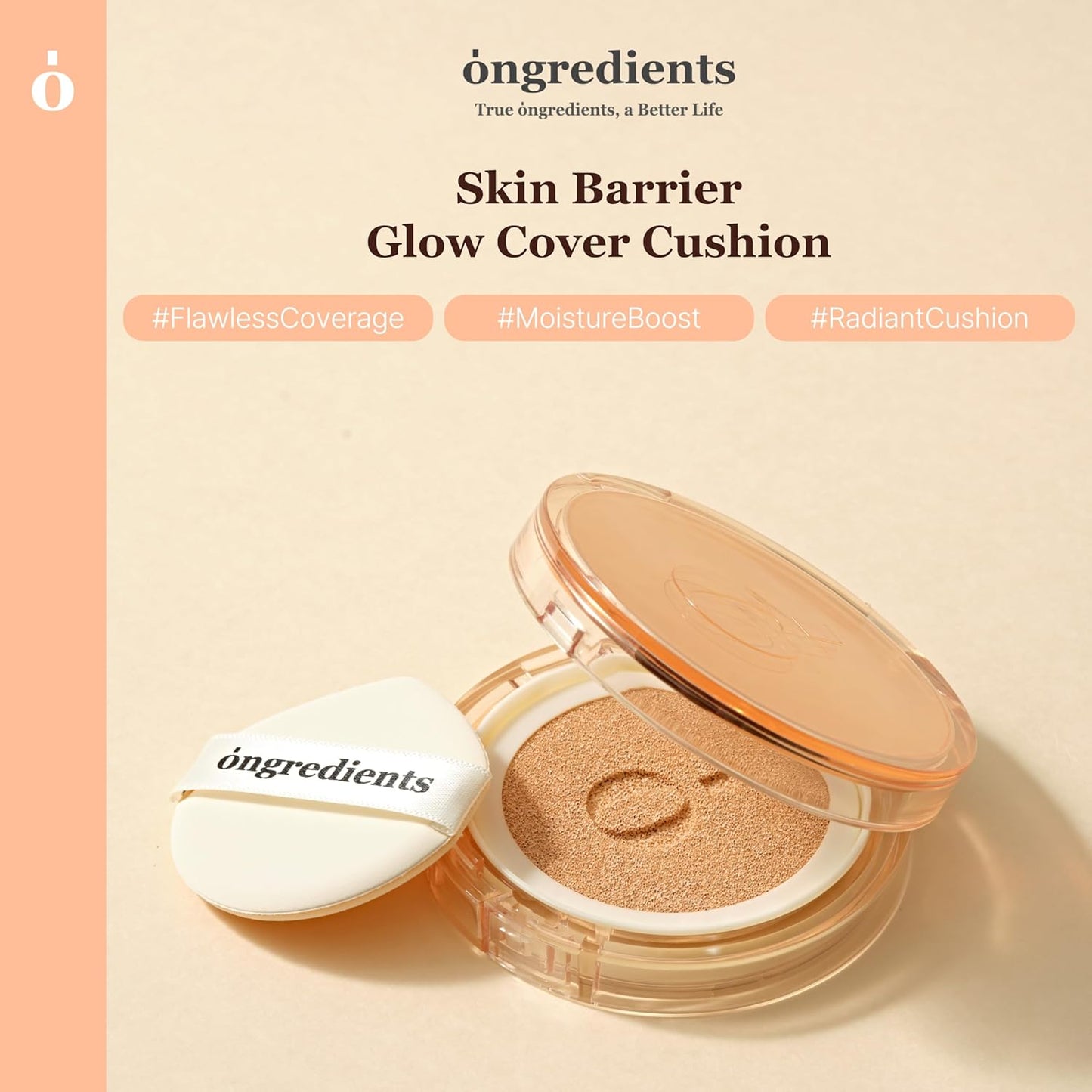 Skin Barrier Glow Cover Cushion, All-day Coverage, Glow Finish, Lightweight, Skincare-Like Texture, Non-cakey Makeup, Korean Cushion Foundation (#17C Dawn Mist, 0.49 oz)
