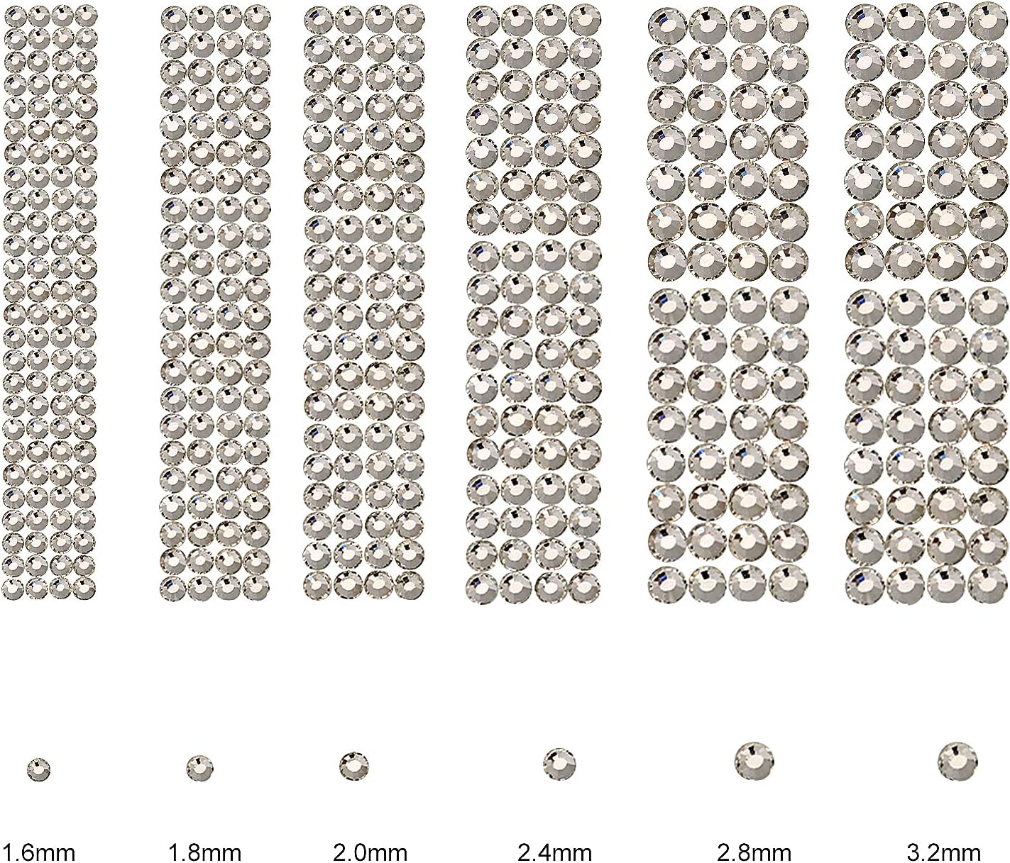 3456pcs Flatback Rhinestones Glass Charms Diamantes Gems Stones for Nail Art 6 Size ss4~ss12 Crystal