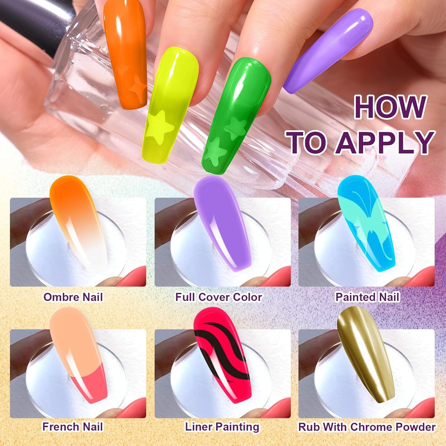 Gradient Painting Gel, 9 Colors Ombre Gel Nail Polish Sponging for Pigment Pat French Manicure Soak Off UV Long-lasting High-glossy Home DIY Nail Salon Rainbow Candy(01)