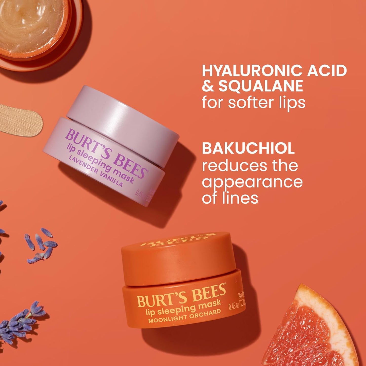 Burt’s Bees Moonlight Orchard Lip Sleeping Mask, With Hyaluronic Acid and Squalane Moisturizer To Instantly Hydrate Lips, Overnight Mask, Treatment, 0.45 oz.