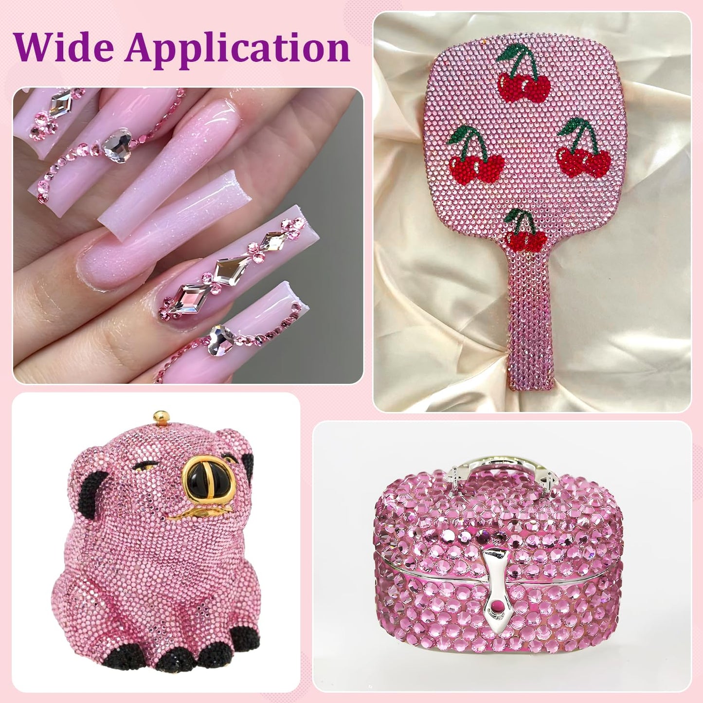 25000Pcs Resin Rhinestones with Tweezers for Crafting, Dark Pink 2-6mm Mixed Sizes Non Hotfix Flatback Gems, Bedazzling Crystal for DIY Craft Clothing Mugs Tumblers Shoes Fabric Decor Nail Art