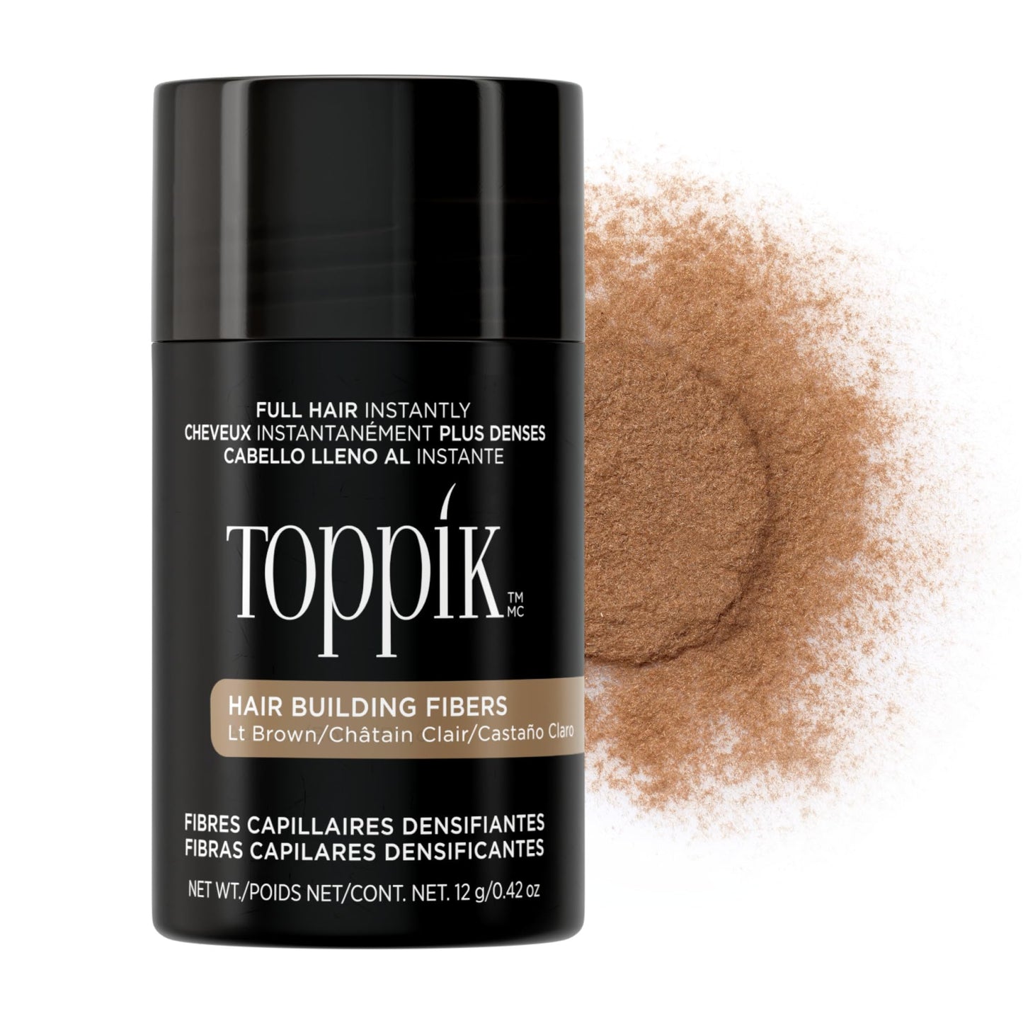 Toppik Hair Building Fibers, Light Brown, 12g Fill In Fine or Thinning Hair, Instantly Thicker