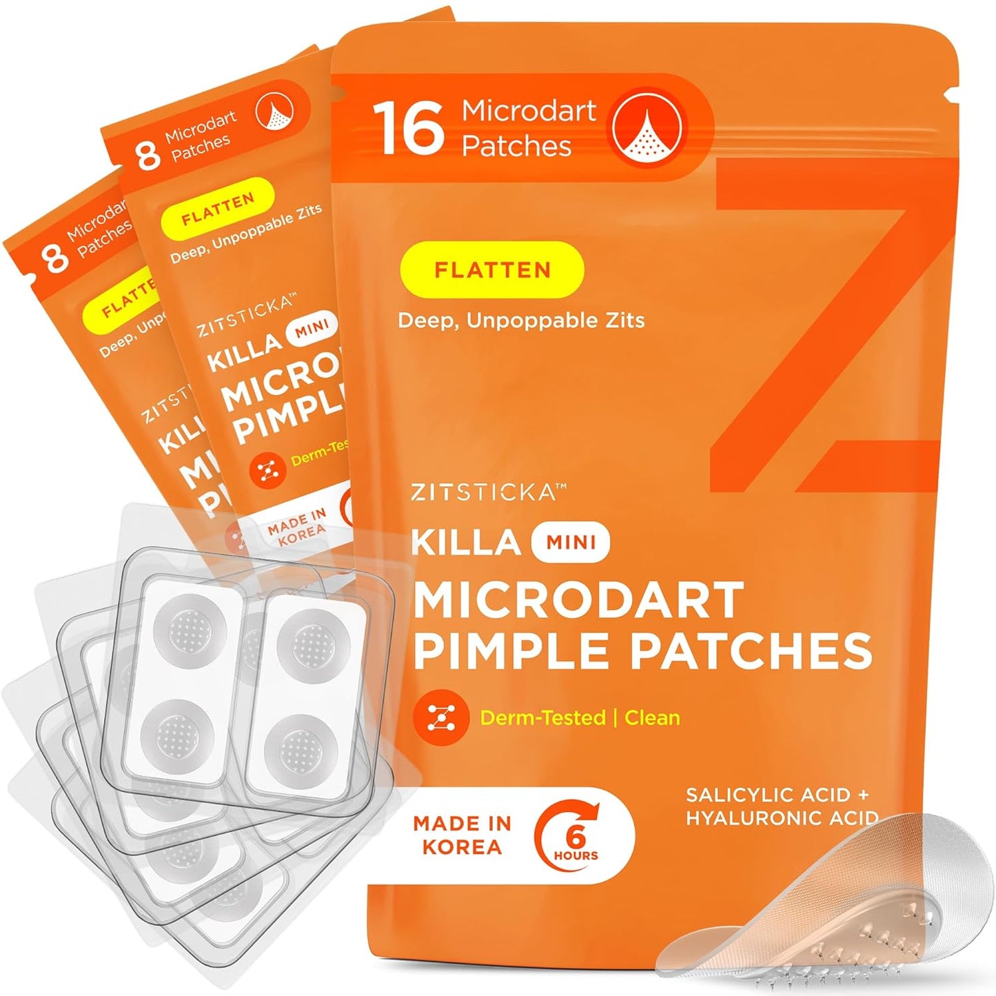ZitSticka Killa Pimple Patches for Face - World's Most Potent Pimple Patch with Fast-Acting Microdarts - Starts Working within 6 Hours for Deep, Early-Stage Zits - Mini 16 Count