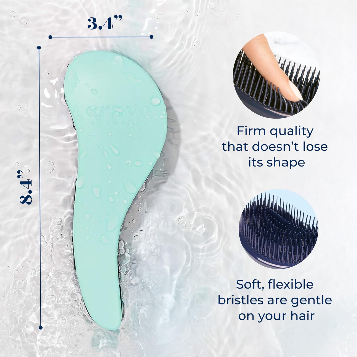 Crave Naturals Biggie Glide Thru Hair Brush - Detangler Brush for Curly, Straight, Wet or Dry Hair