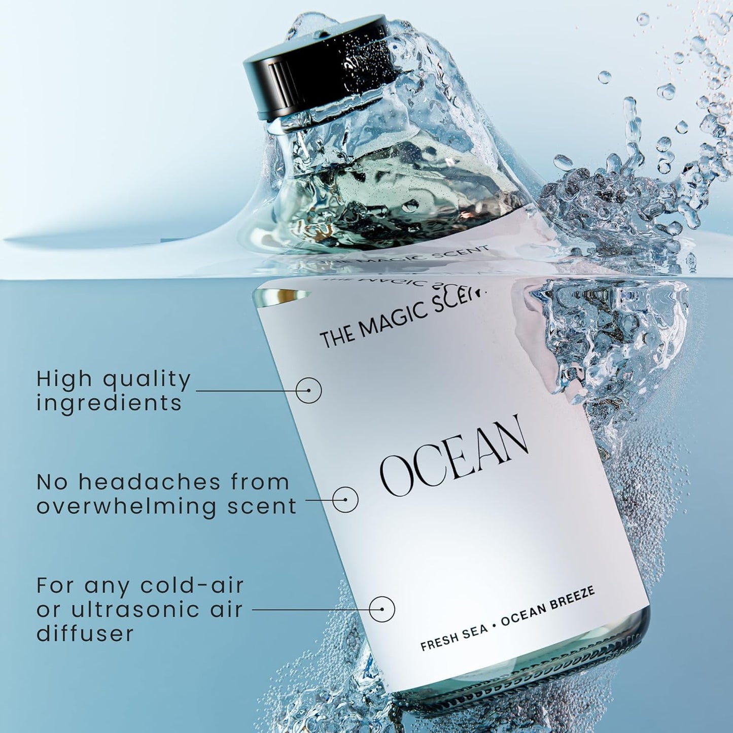 Ocean Diffuser Oil - Hotel & Home Luxury Scents Inspired by Bvlgari Resort, Bali - Oil Scents for Home Designed for Use in All Diffusers - 16.9 fl oz, 500 mL