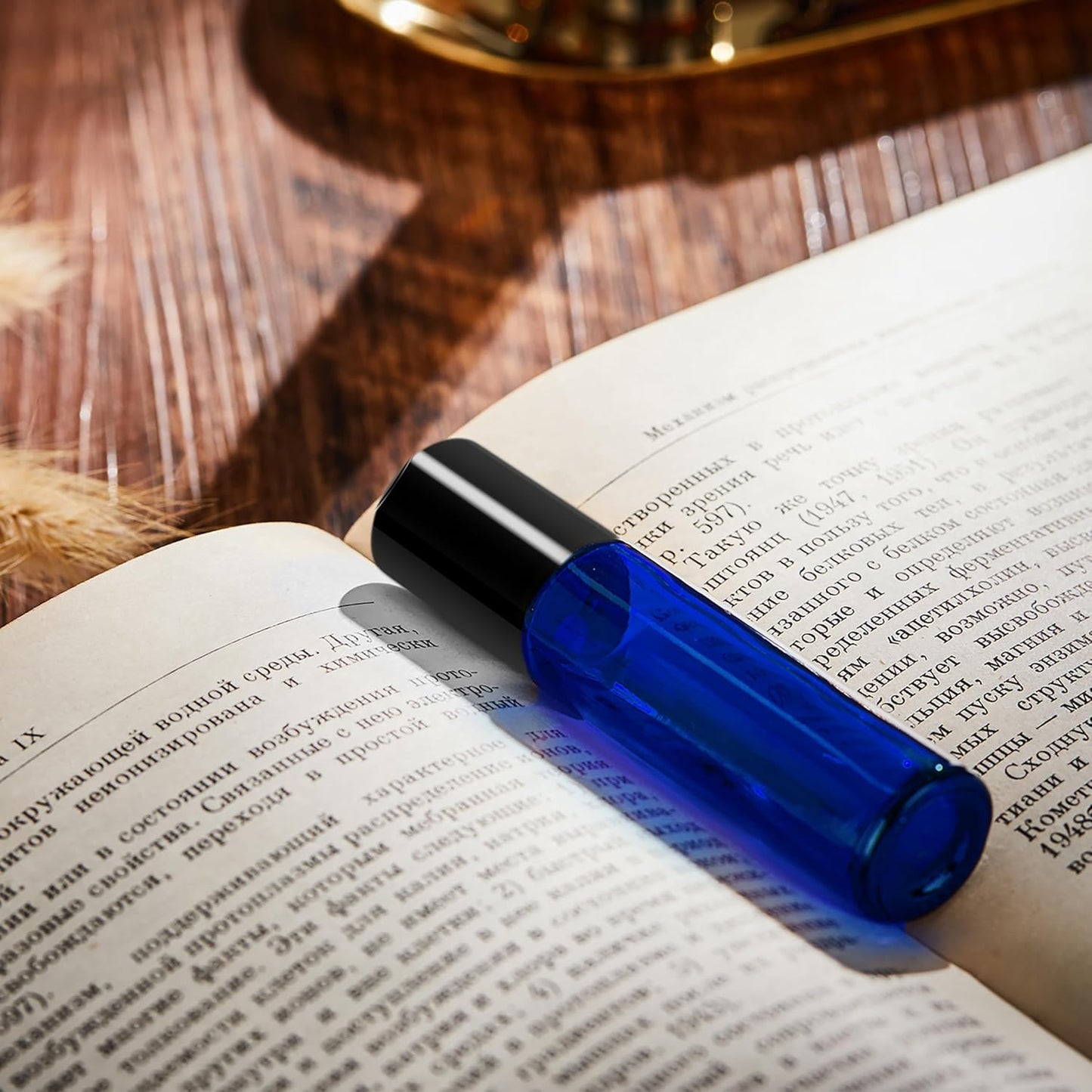 8 Pack, Essential Oil Roller Bottles, 10ml Blue Glass Roll on Bottles with Black Lids, Stainless Steel Roller Ball, Opener, Pipettes, Funnel, 8 Stickers, Refillable Container for Perfume