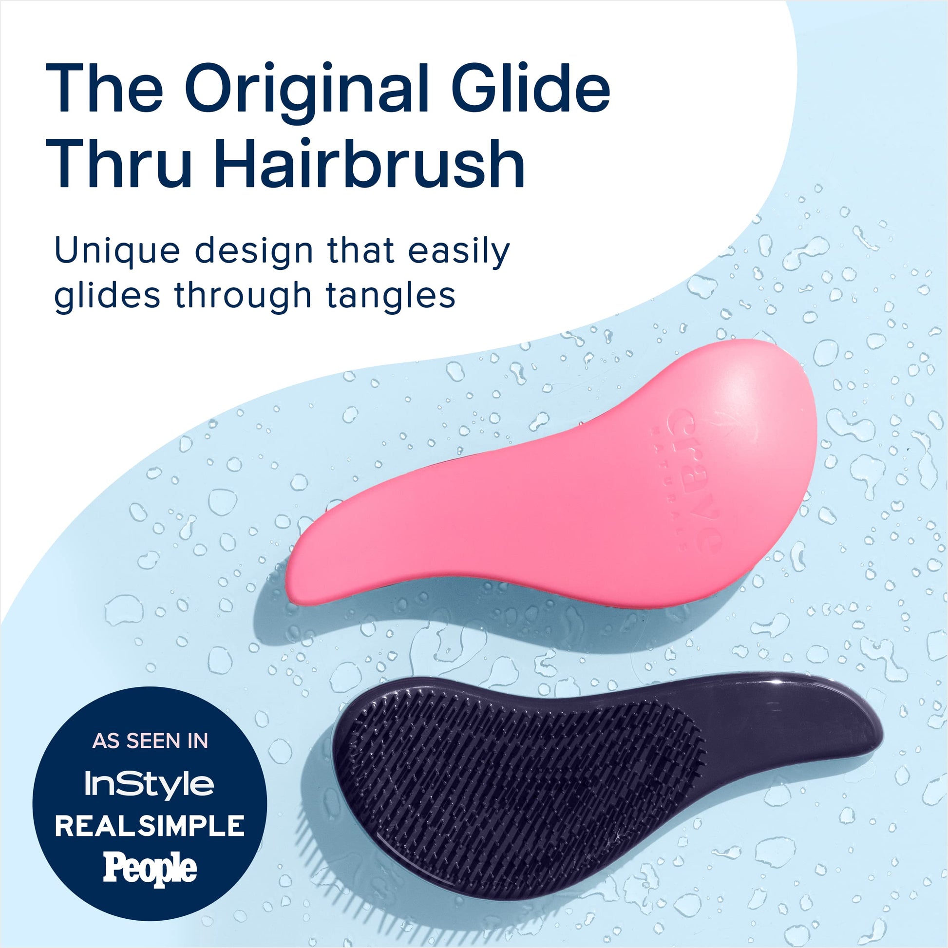 Crave Naturals Glide Thru Hair Brush - Detangler Brush for Curly, Straight, Wet or Dry Hair