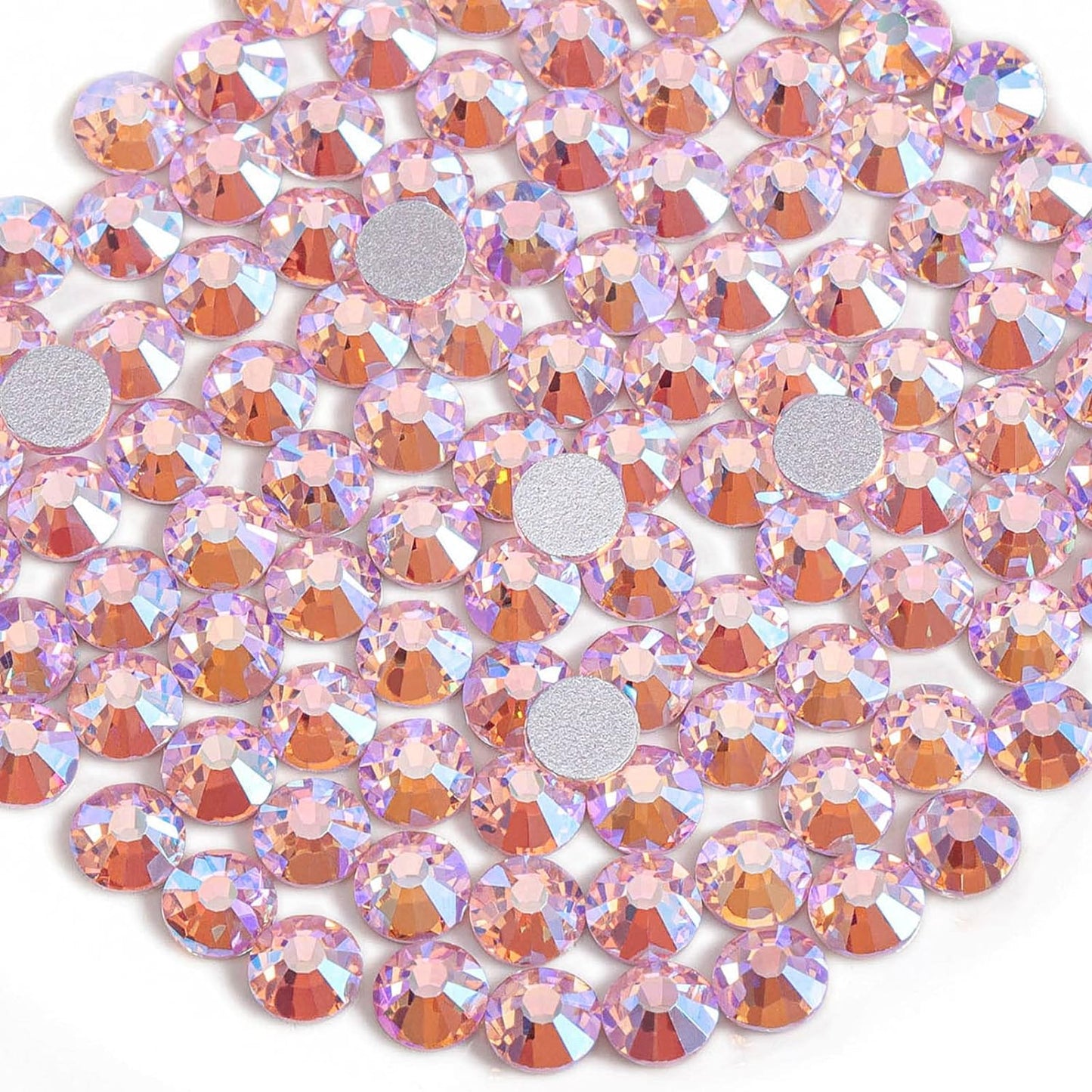 Beadsland Flat Back Crystal Rhinestones Round Gems,Light Pink AB,1.9-2.1mm, SS6/1440pcs