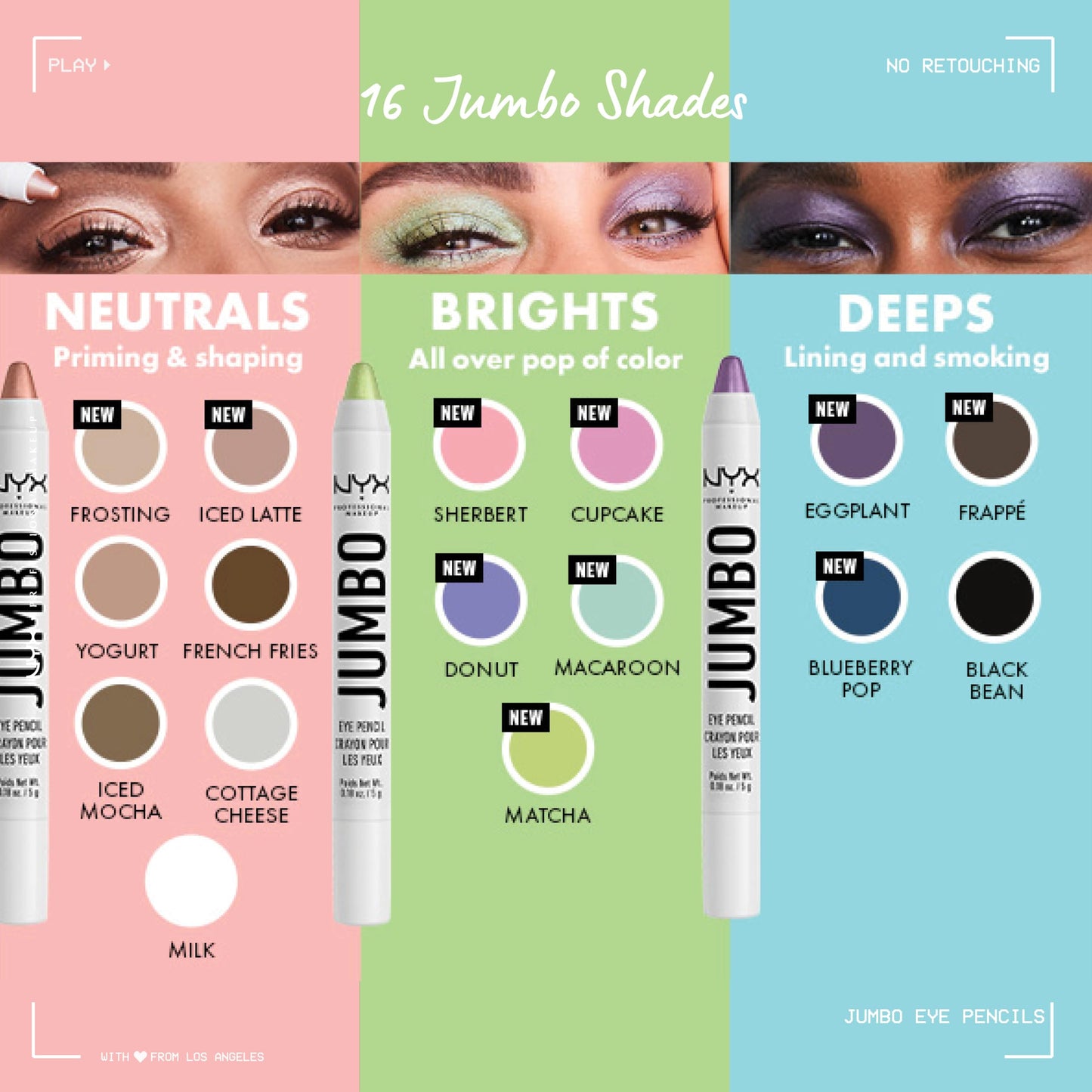 NYX PROFESSIONAL MAKEUP Jumbo Eye Pencil, Blendable Eyeshadow Stick & Eyeliner Pencil - Frappe