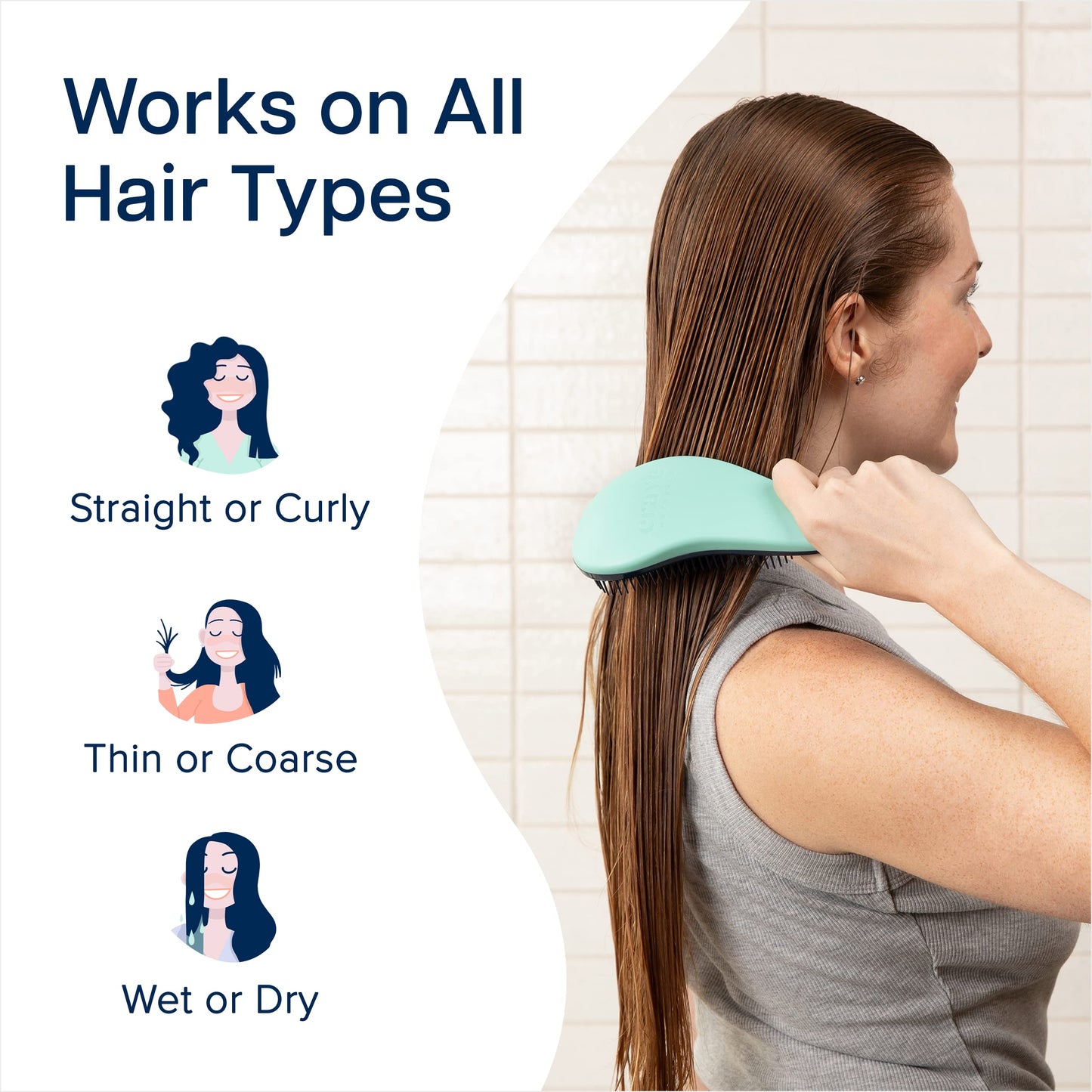 Crave Naturals Glide Thru Detangler Brush Pack of 2 - Curly Hair Brush for Women and Kids - Wet and