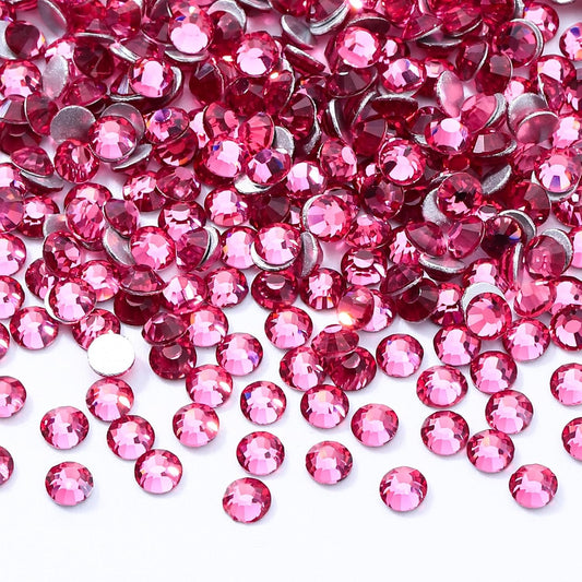 Rose Flatback Rhinestones, Glass Rhinestones for Nail Art and Craft, Glue Fix, Loose Crystal