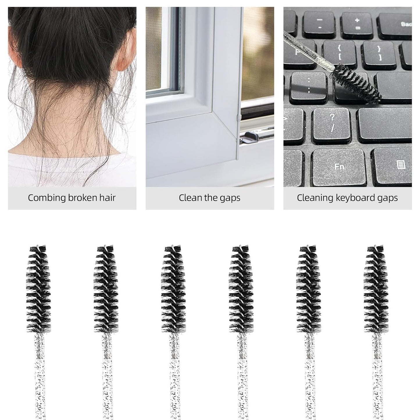 Tbestmax 800 Disposable Mascara Wands, Spoolies Brush for Eyelash Extensions, Crystal Black Spooly Eyelash Eyebrow Brushes Lash Wand Applicator Makeup Kits