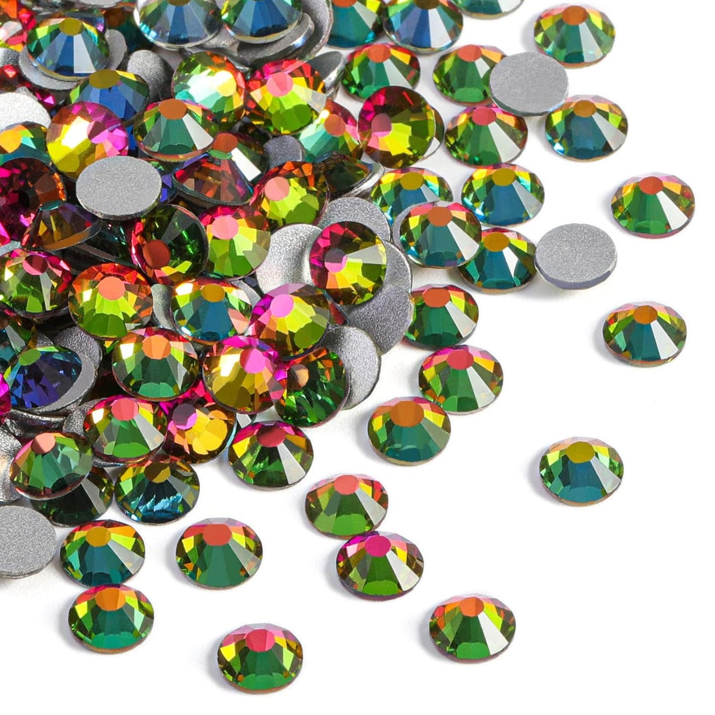 Beadsland 2880pcs Flat Back Crystal Rhinestones Round Gems for Nail Art and Craft Glue Fix, Rainbow,SS4,1.5-1.7mm