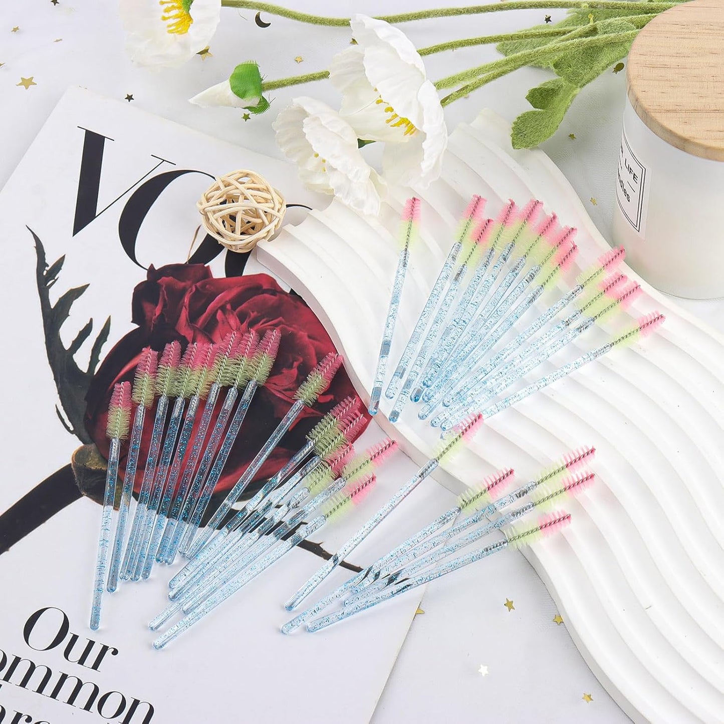 300PCS Disposable Mascara Wands Spoolie Brush Crystal Eyebrow Brushes Eyelash Extension Applicator Makeup Kits