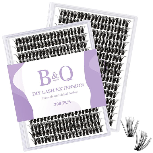 B&Qaugen Manga Lash Clusters DIY Individual Lashes 50D-D-10 300 PCS False Eyelash Cluster Manga Cluster 30D 40D 50D D Curl Eyelash Extensions at Home (50D-D-10)