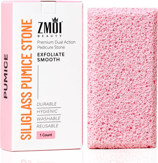 Siliglass Pumice Stone Callus Remover for Feet, Elbows, Hands, and Knees, Spain Made - 2 in 1 Pedicure Exfoliator and Scrubber for Rough, Hard Skin (1 Pack)