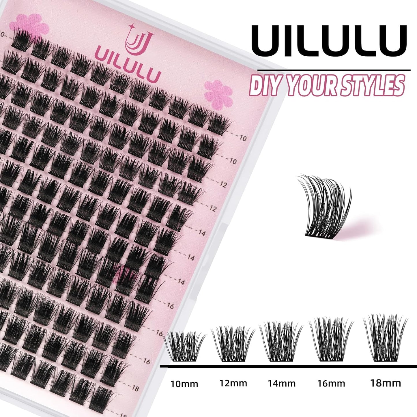 Lash Clusters D Curl Fluffy Clusters Lashes 0.07D 10-18 MIX 132 Eyelashes Individual Lashes DIY Lash Extensions at Home False Lashes Wide Band Wispy Eye Lash Clusters(U08, 10-18mix)