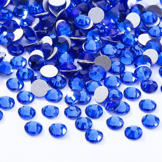 Sapphire Flatback Rhinestones, Glass Rhinestones for Nail Art and Craft, Glue Fix, Loose Crystal