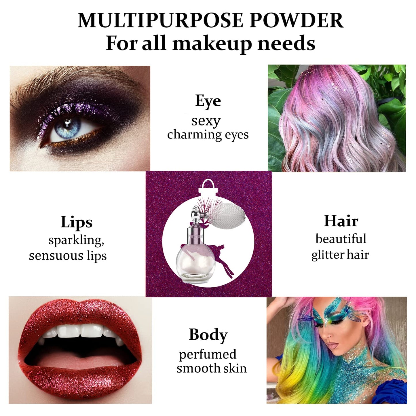 Champagne Highlighter Spray, Loose Shimmer Powder High Gloss Makeup Mist for Body, Face, Hair, Long Lasting Glitter Hairspray for Festive Party, Stage Shows, Nightclubs, Bar (2#)