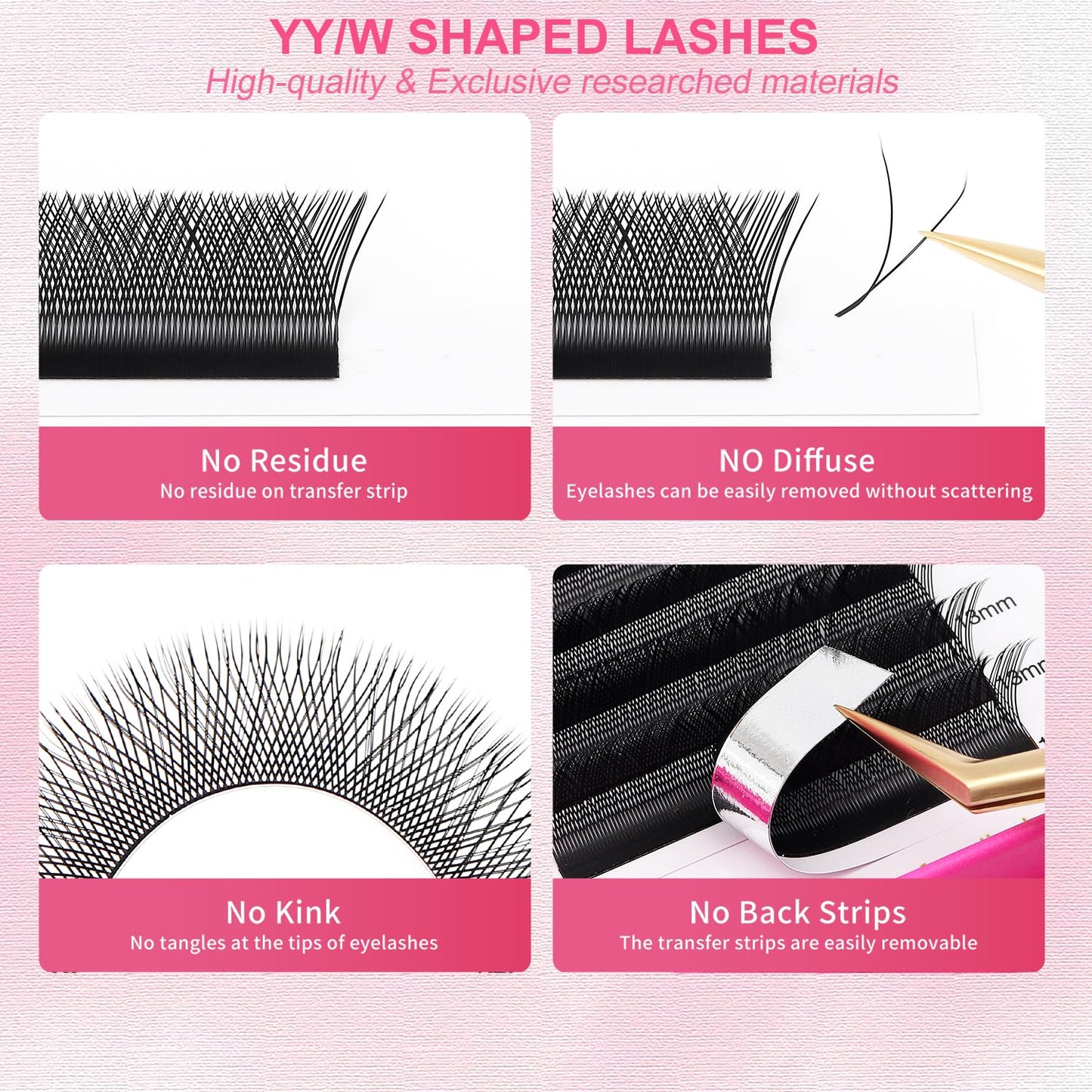 YY Lash Extensions Supplies Y Eyelash Extensions 0.05mm Thickness C Curl 15mm Premade Fans 4D Russian Volume Matte Black 12 Rows Crisscross Eye Lashes(YY-0.05-C,15mm)