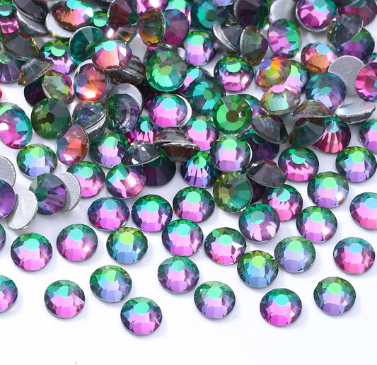Green Volcano Flatback Rhinestones, Glass Rhinestones for Nail Art and Craft, Glue Fix, Loose Crystal Gemstones(Green Volcano, SS20, 2880pcs, 4.6-4.8mm)