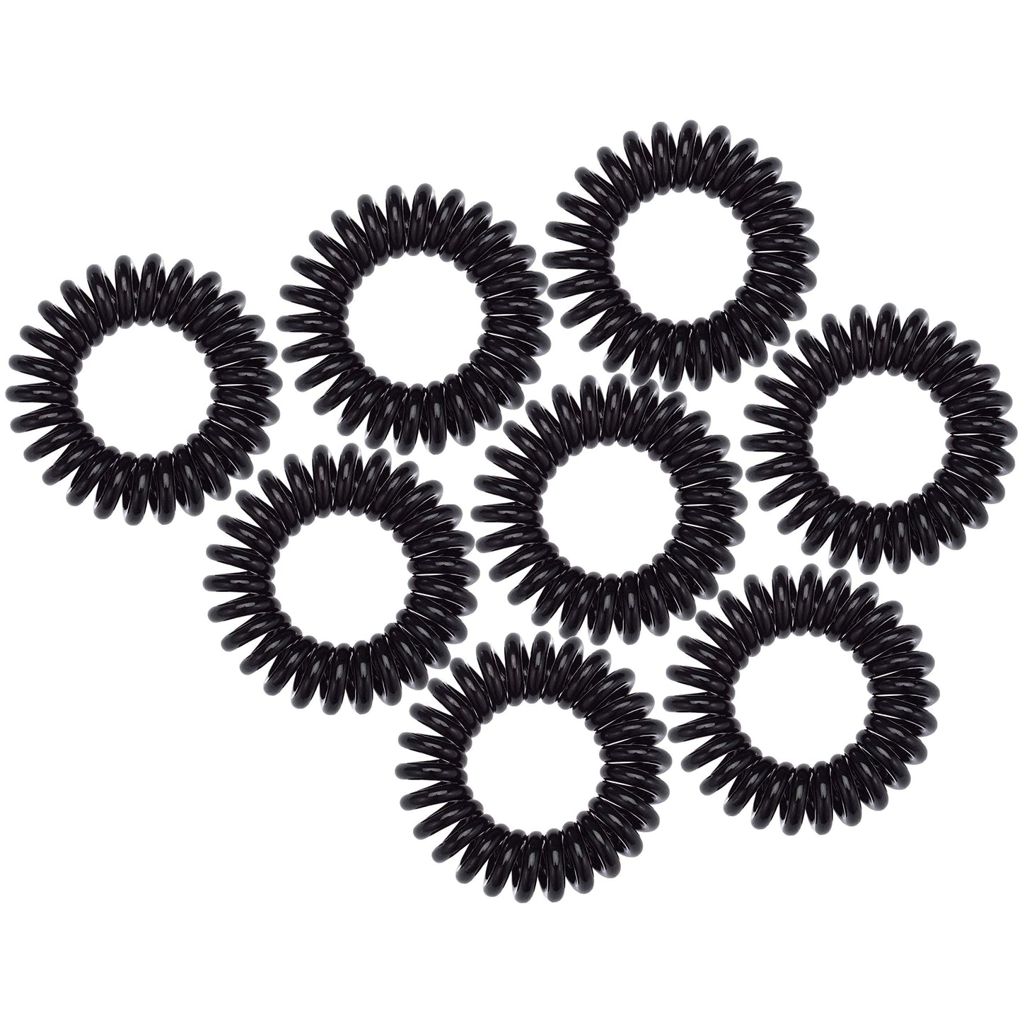 Kitsch Spiral Hair Ties for Women - Durable Hair Accessories - Black, 8 Pcs