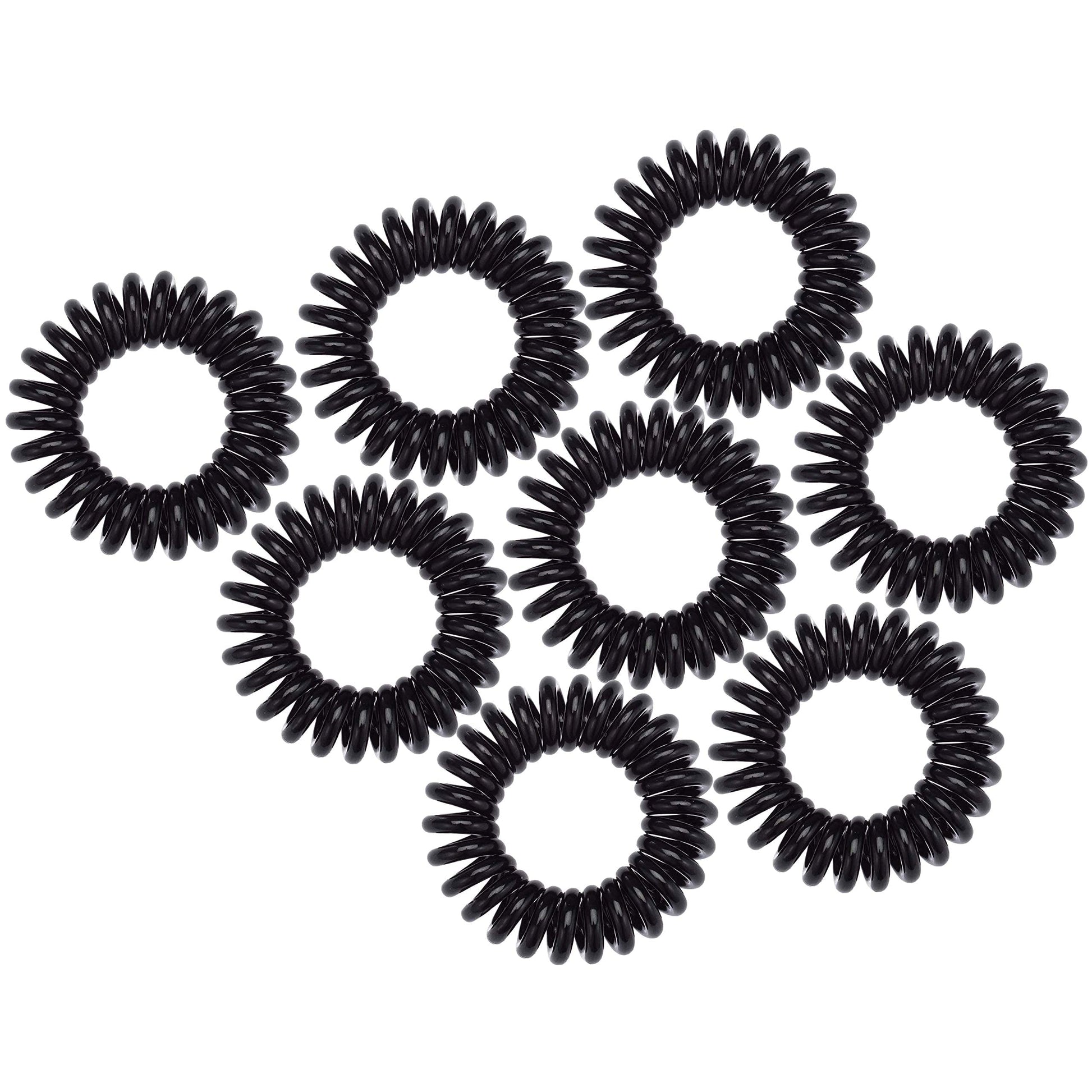 Kitsch Spiral Hair Ties for Women - Durable Hair Accessories - Black, 8 Pcs