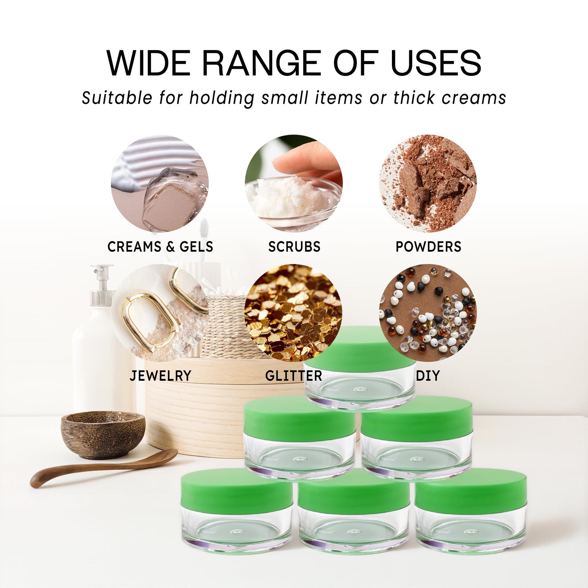 Beauticom 12 Pieces USA 20G/20ML Round Clear Jars with MultiColor Lids for Cosmetics, Medication