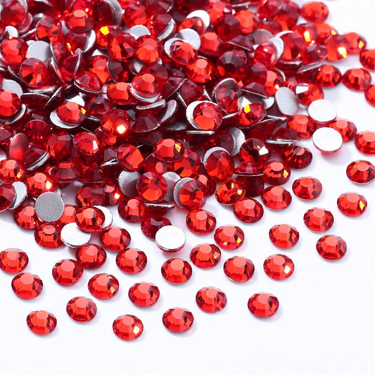 Light Siam Flatback Rhinestones, Glass Rhinestones for Nail Art and Craft, Glue Fix, Loose Crystal