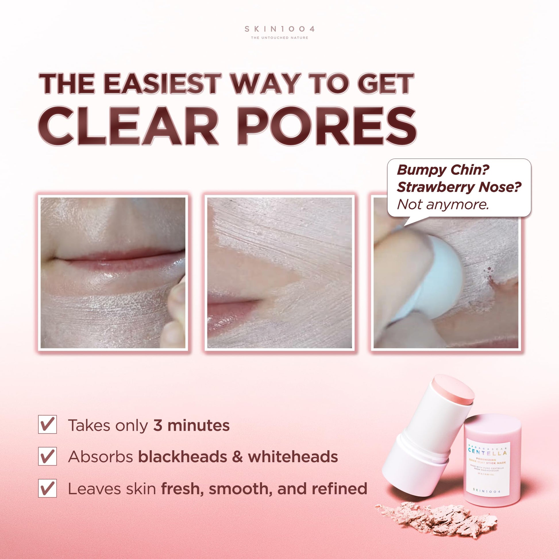 SKIN1004 [Hudson's Pick] Poremizing Quick Clay Stick Mask, Facial Clay Mask for Pores, Centella