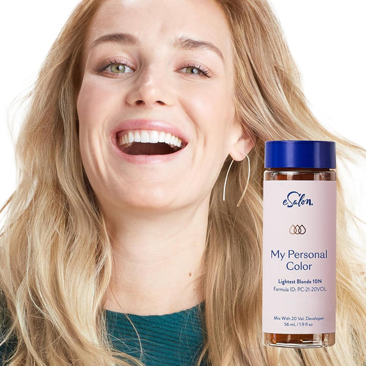 eSalon Permanent Hair Color & Hair Dye Complete Kit - Personal Colorist Kit for Up To 100% Gray Coverage for All Hair Types - Professional-Grade Ammonia-Free Hair Dye (Lightest Blonde 10N)