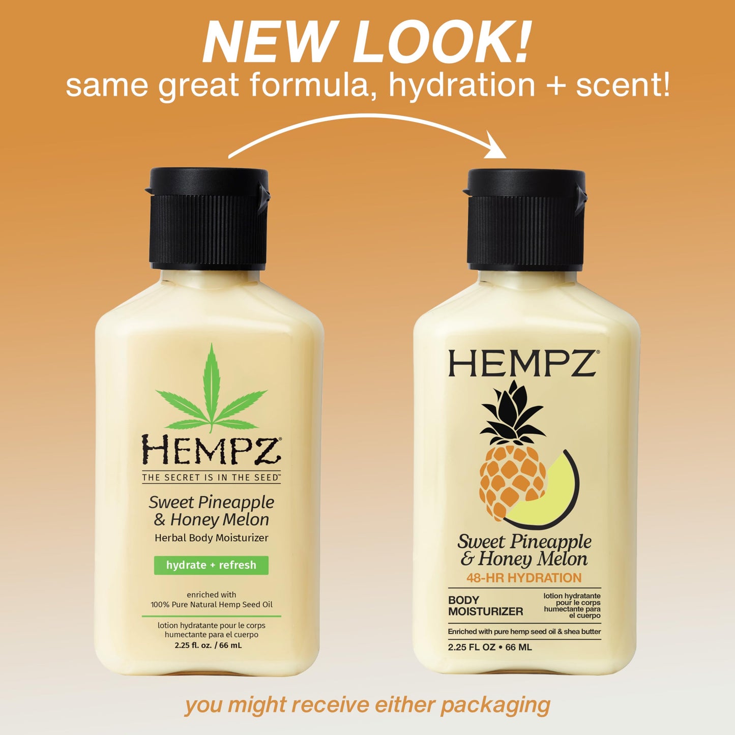 Hempz Sweet Pineapple & Honey Melon Moisturizing Skin Lotion, Hemp Seed Herbal Body Moisturizer
