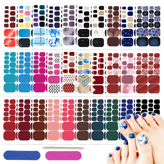 Toe Nail Stickers, DANNEASY 660pcs/30 Sheets Toenails Polish Strips Toes Nail Wraps for Women, UV
