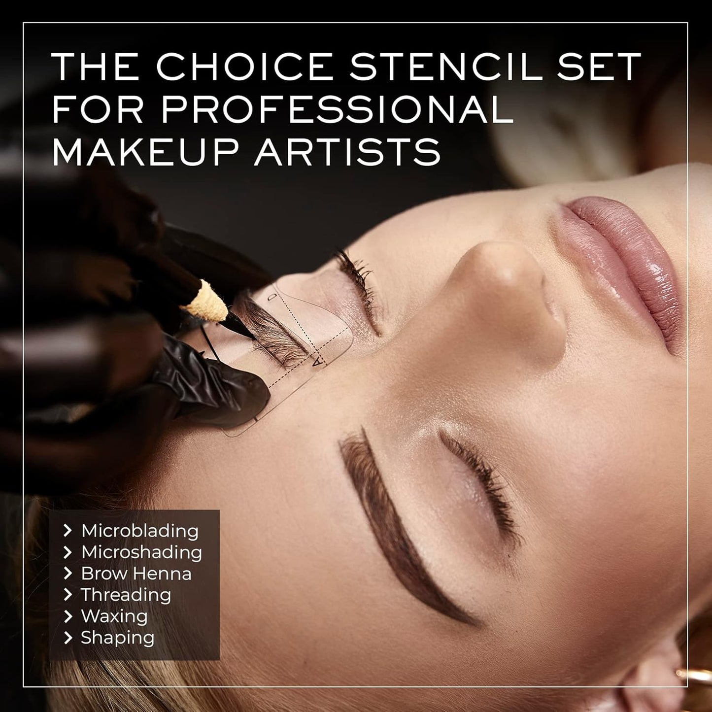 MADLUVV Eyebrow Shaper Stencils – 6 Reusable Stencils for Microblading, Brow Mapping & Shaping – Petite & Regular Sizes – for PMU & Semi-Permanent Makeup Artists – On The DL Set