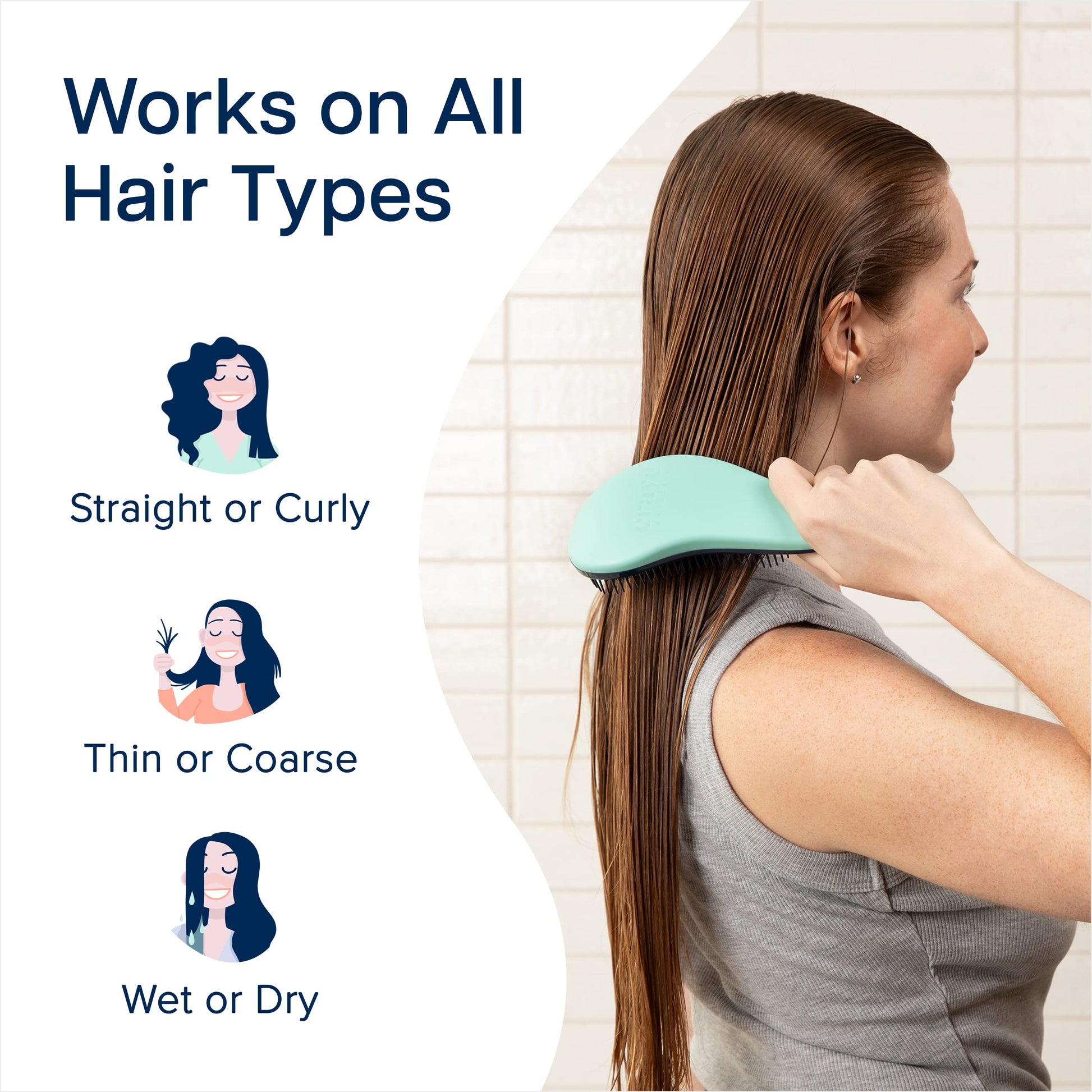 Crave Naturals Glide Thru Detangling Brush for Adults and Kids - Detangler Brush for Curly or