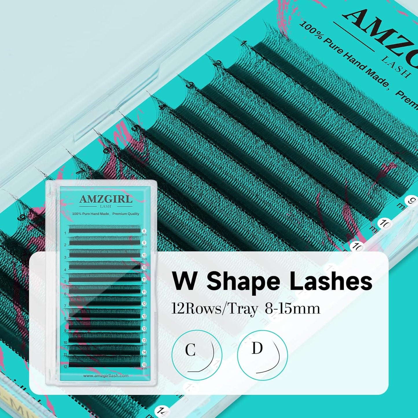 Eyelash Extensions 5DW D Curl,Lash Extensions Mixed Tray Supplies Individual Lashes Premium Classic Lash Soft Matte Dark Professional Eyelashes Extension(8-15mm)