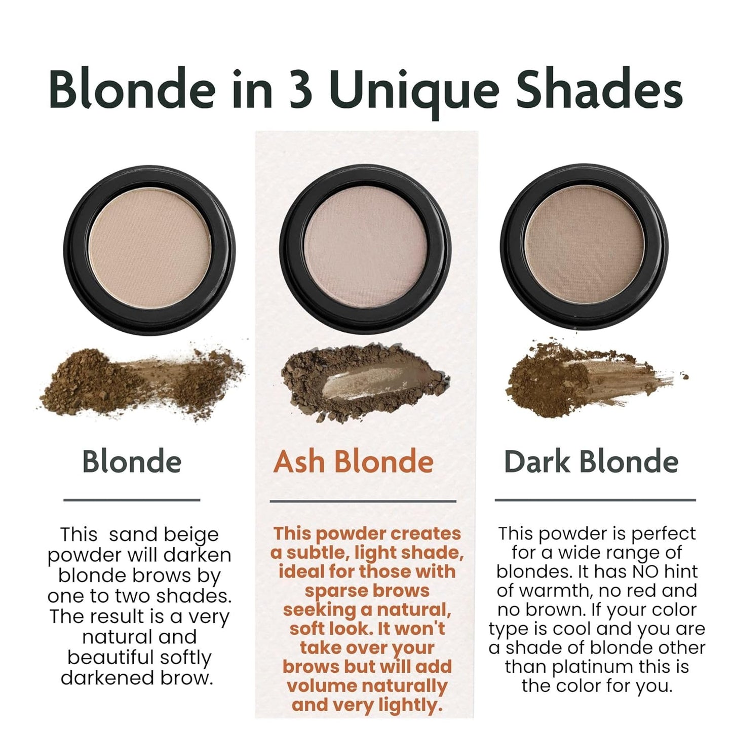 Eyebrow Powder, High Colour Pigmentation, Cruelty-Free & Vegan, Natural & Even Eyebrows (Ash Blonde)