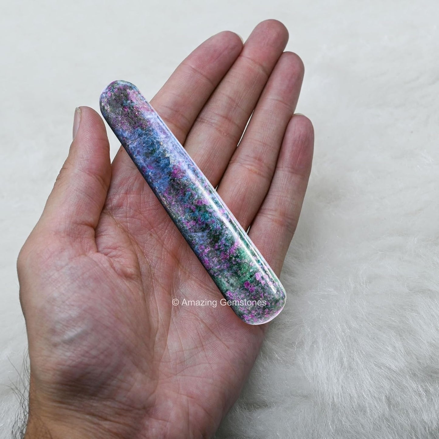 Amazing Gemstone Ruby Kyanite Crystal Wand Massage Stick - Pelvic Wand Gua Sha for Adults - Crystals and Healing Stones Massage Wands for Adults Gifts (Smooth)