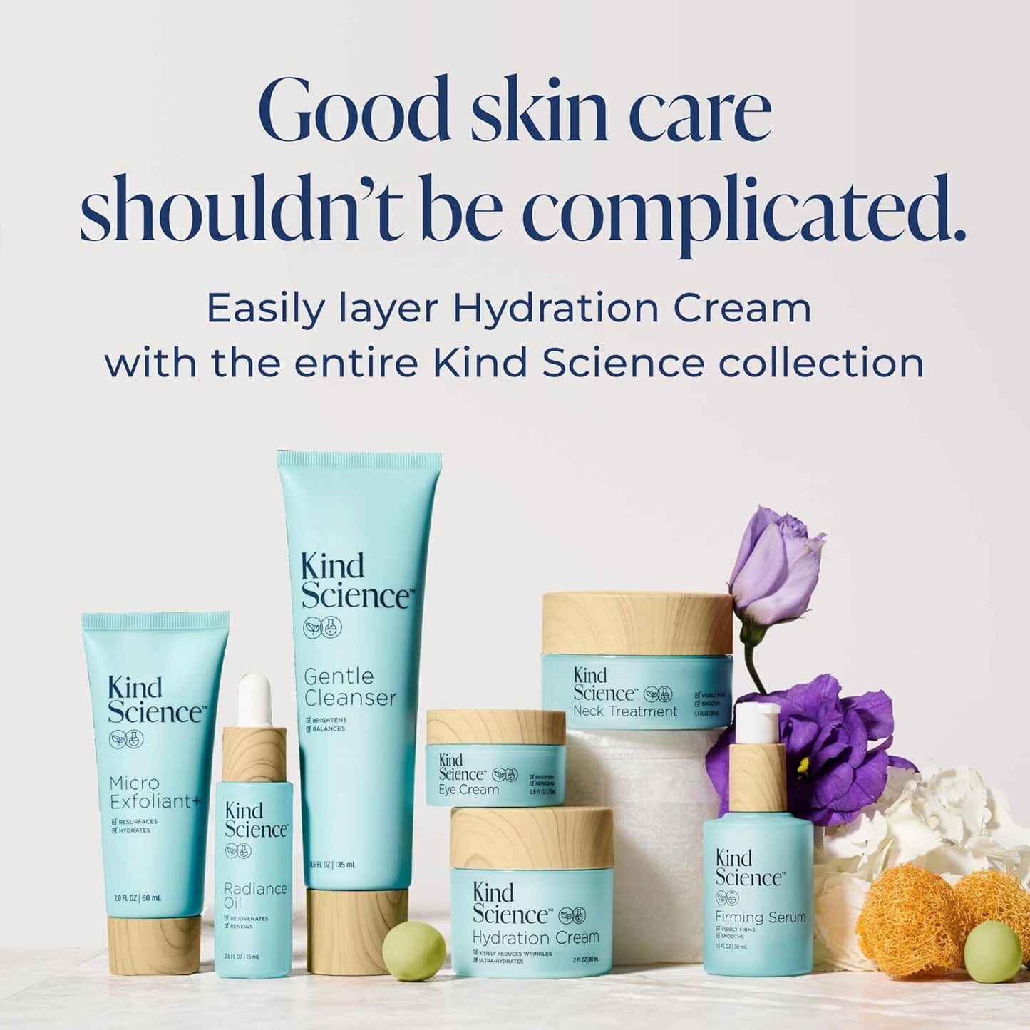 Kind Science Hydration Cream - Moisturizer Face Cream For Women - Anti Aging for Day and Night - Visibly Reduces Wrinkles, Improves Smoothness & Elasticity - Fragrance Free, Cruelty Free, 2 oz