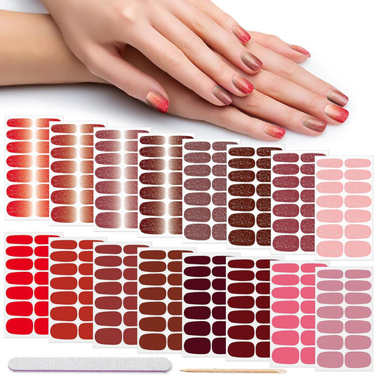 DANNEASY 224pcs/16 Sheets Nail Polish Strips, Nail Stickers Full Nail Wraps, UV Free |
