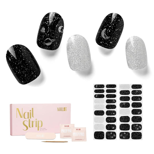 NAILOG Semi Cured Gel Nail Strips 34 pcs| Buy 2 Get 1 UV Lamp | Long Lasting Nail Polish Sticker